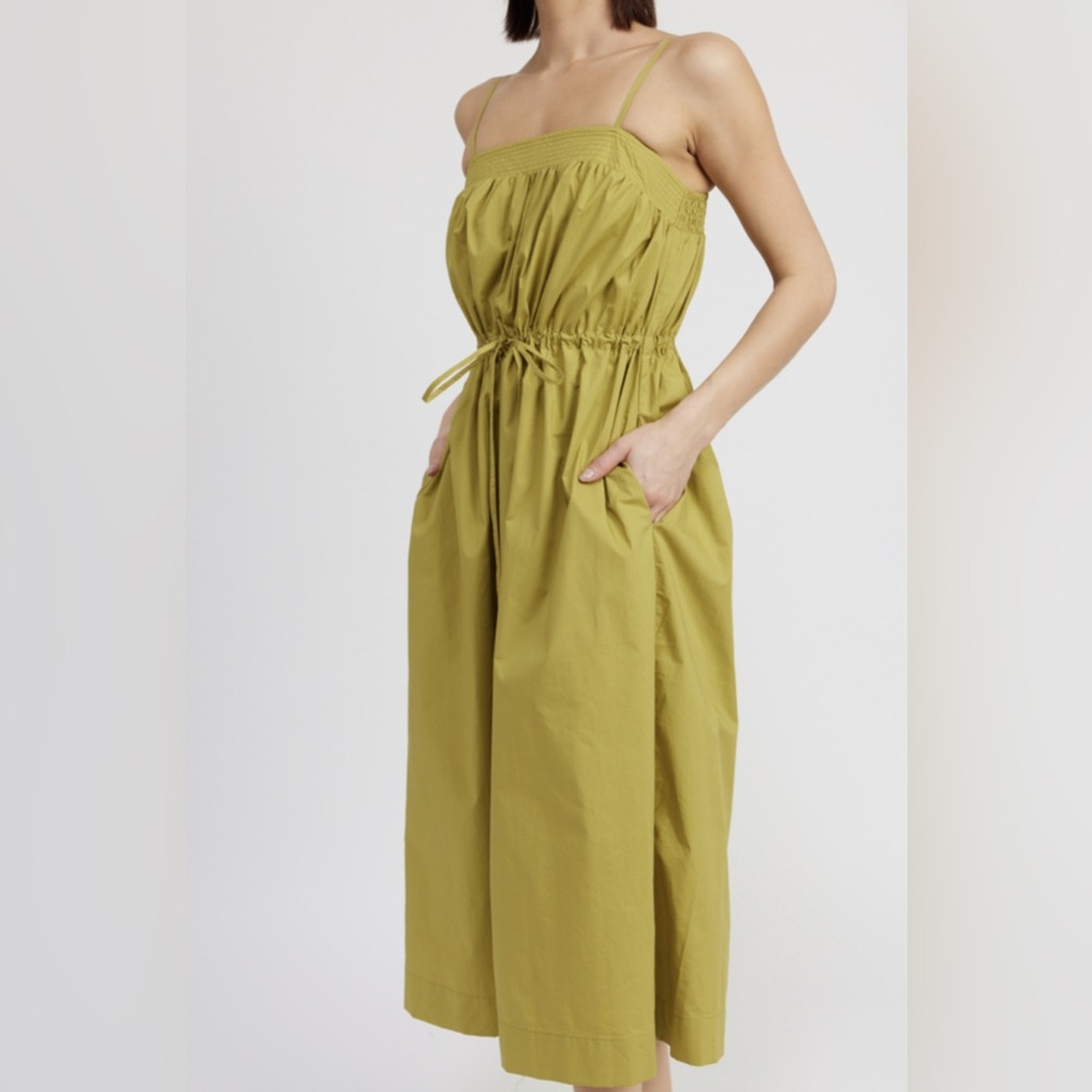 En Saison Minimal Tie Waist Collins Chartreuse Midi Dress - Picture 2 of 11